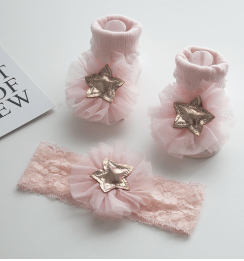 Baby Headband & Socks Set - Babyblush