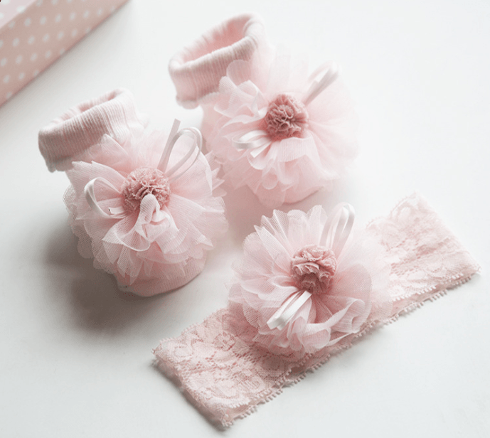 Baby Headband & Socks Set - Babyblush