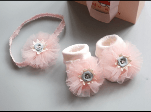 Baby Headband & Socks Set - Babyblush