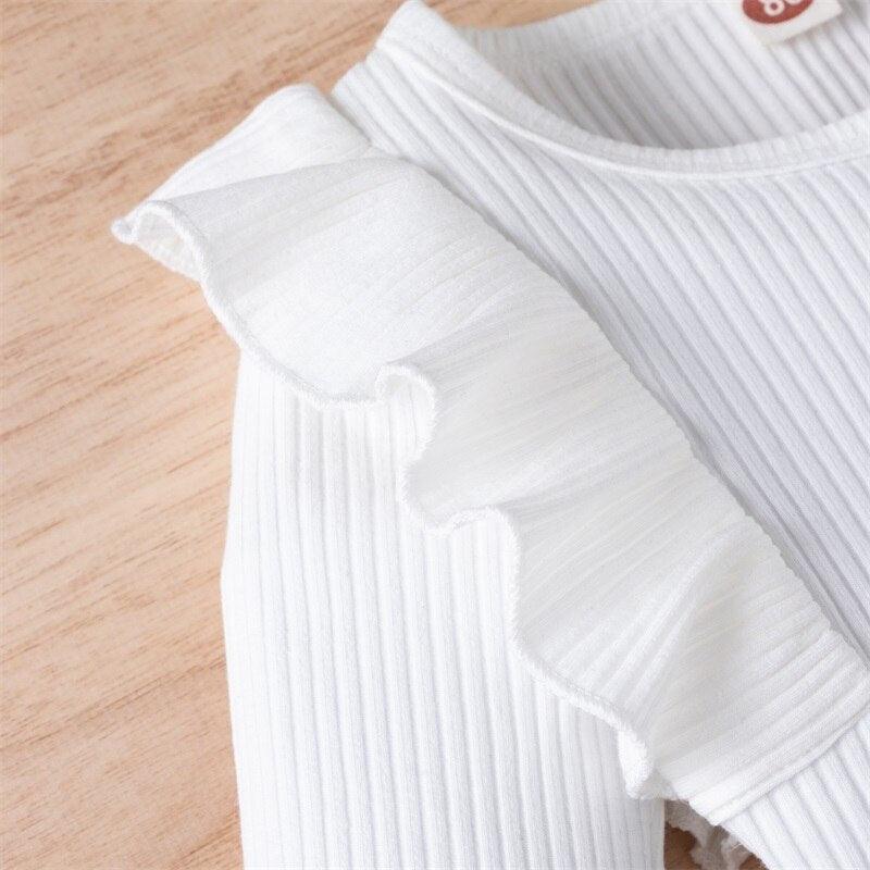 Knitted Ribbed Solid Color Baby Girl Set - Babyblush